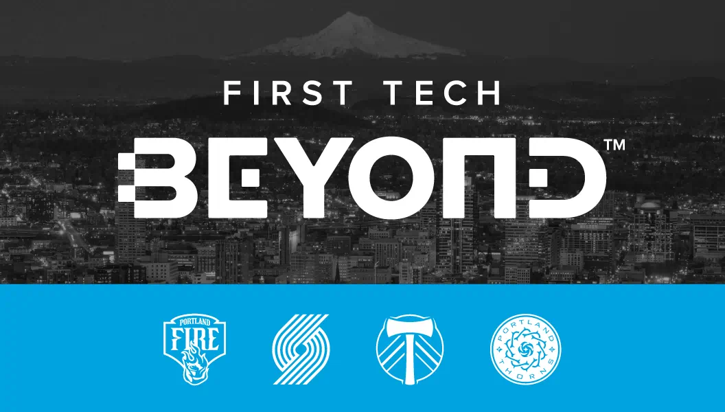 First Tech Beyond Text Treatment with Portland Fire, Blazers, Timbers and Thorns team logos