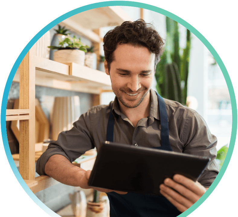 Person looking at tablet