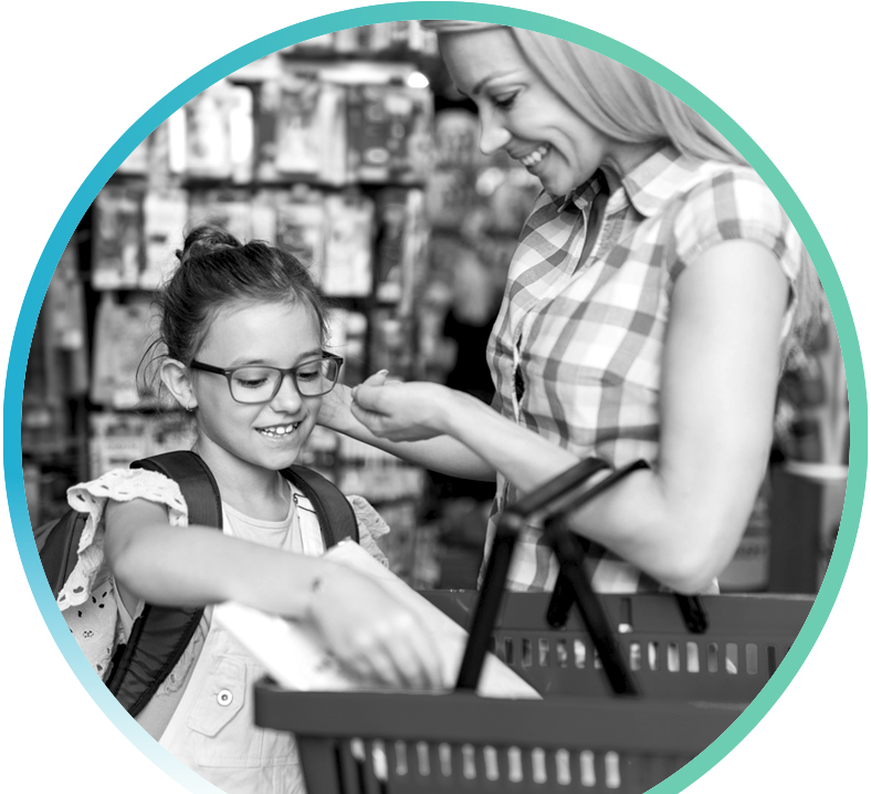 A mother and her child school shopping