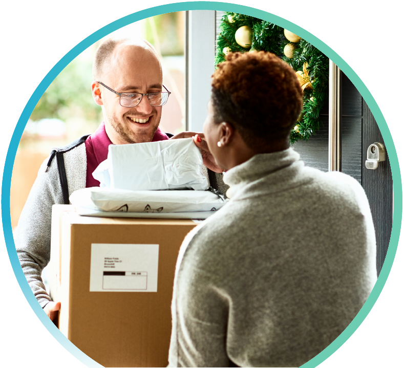 Woman receiving a package delivery
