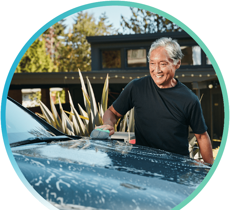 A man cleaning his car