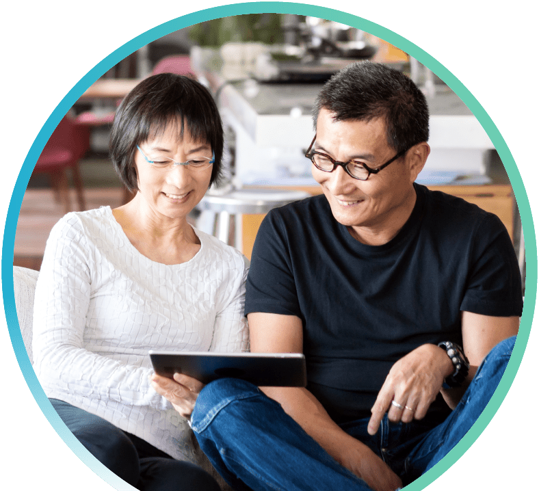 A couple using a tablet