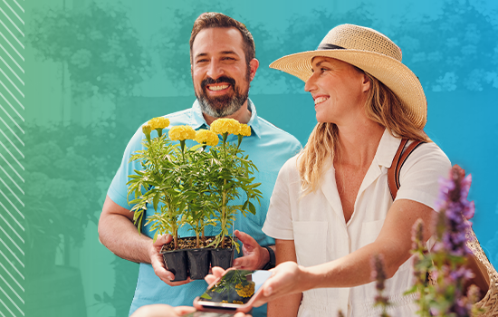 Couple out buying plants together.