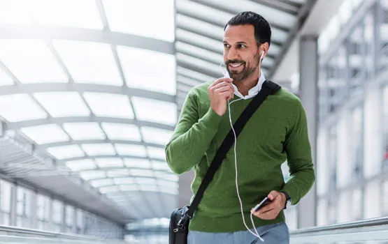 Man walking and talking on phone